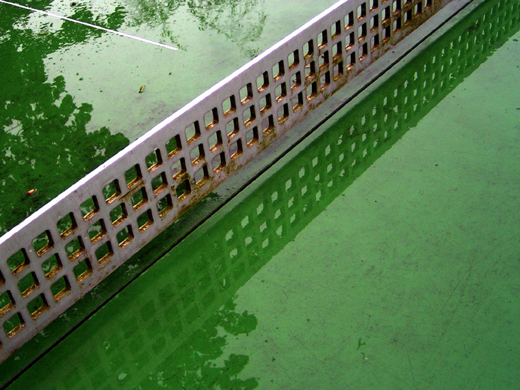 Table tennis table in the rain